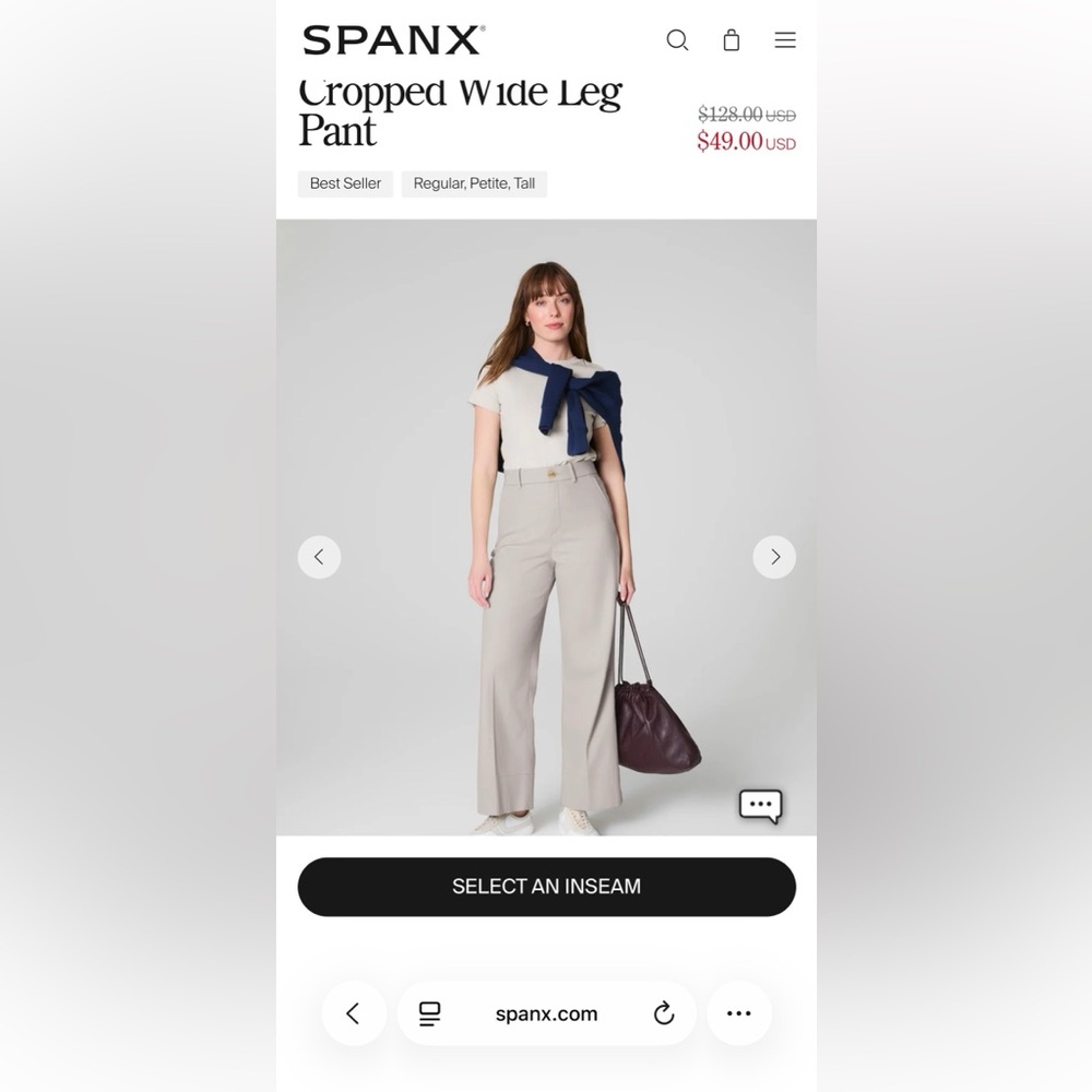 SPANX Cropped Wide Leg Pant - Tan/Bone